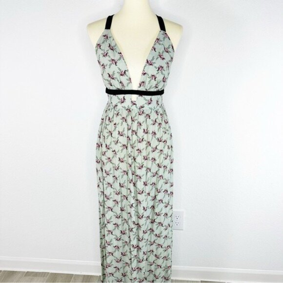 Wayf Longline Floral Print Halter Maxi Dress Size M - Picture 3 of 11